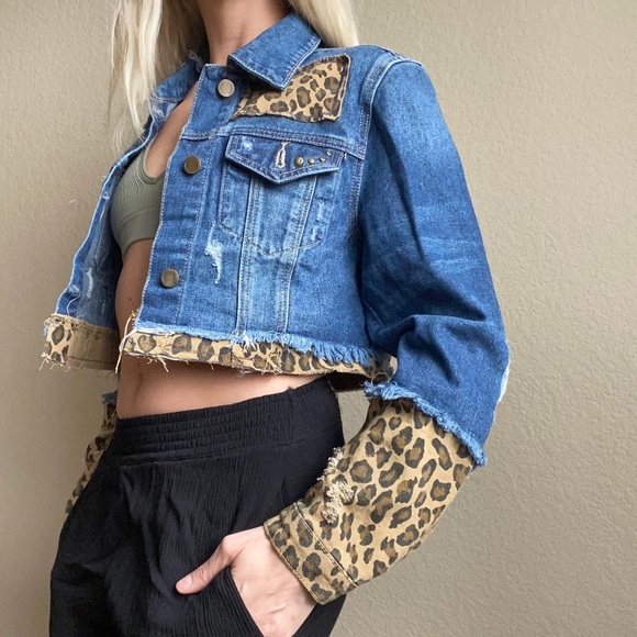 Jean Jacket Cheetah print crop - Picture 8 of 8